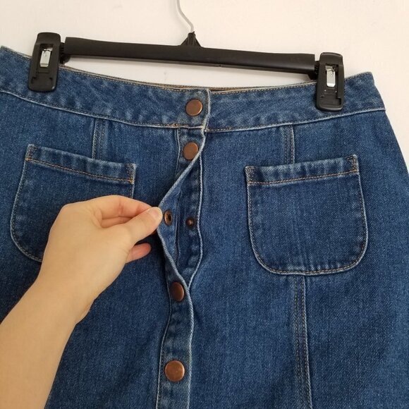 Brandy Melville Mini Button Front Denim Jean Skirt - Picture 5 of 10